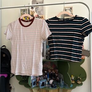 Striped T-Shirt Set - Red and Teal